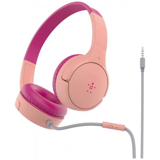 Belkin SoundForm Mini Headset otevřená (On Ear) kabelová stereo růžová omezení hlasitosti dětské