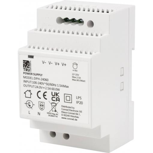 TRU COMPONENTS TC-10580820 síťový zdroj na DIN lištu 24 V/DC 2.5 A 60 W Počet výstupů:1 x Obsah 1 ks