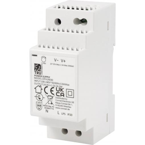 TRU COMPONENTS TC-10580812 síťový zdroj na DIN lištu 24 V/DC 1.5 A 36 W Počet výstupů:1 x Obsah 1 ks