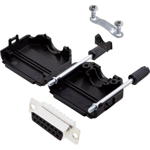 encitech DPPK15-BK-DMS-K 6355-0054-12 sada D-SUB zásuvková lišta 180 ° Pólů: 15 pájecí kalíšek 1 sada