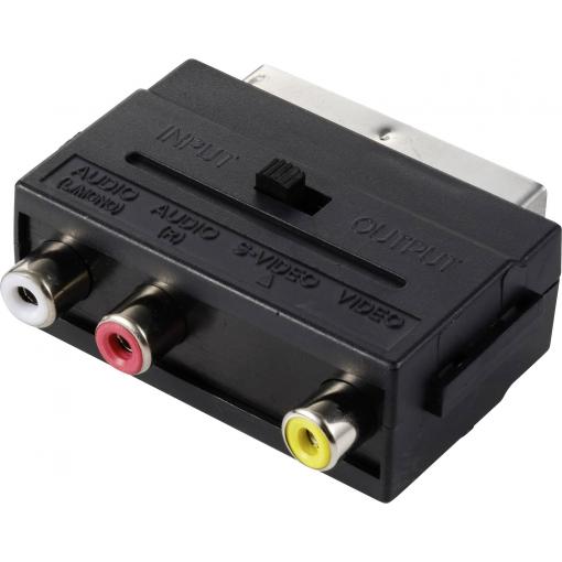SpeaKa Professional SP-13442696 cinch / SCART adaptér [3x cinch zásuvka - 1x SCART zástrčka] černá s vypínačem
