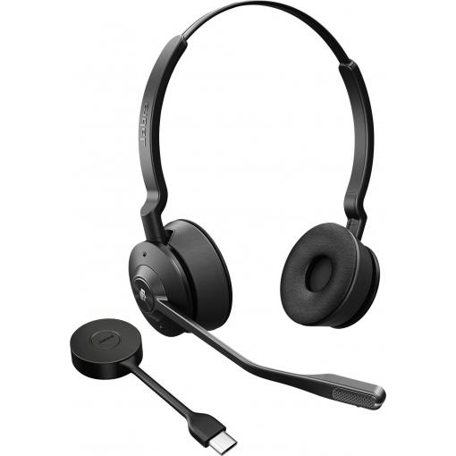 Jabra Engage 55 SE Stereo Link400c MS Headset otevřená (On Ear) DECT, kabelová stereo černá Potlačení hluku Vypnutí zvuku mikrofonu