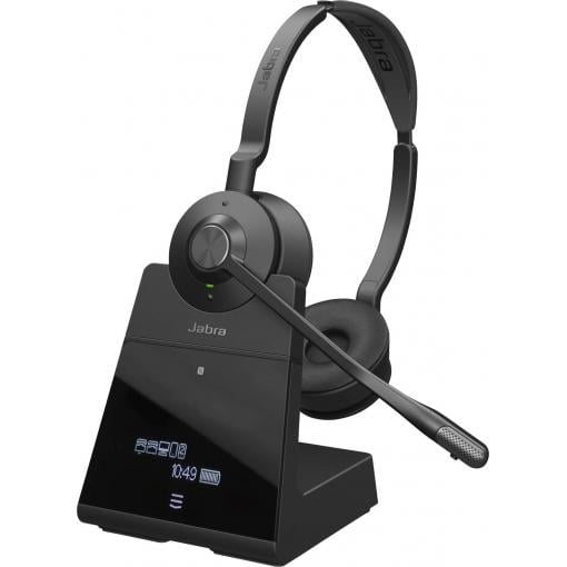 Jabra Engage 75 SE Stereo Headset otevřená (On Ear) Bluetooth®, DECT, kabelová stereo černá Potlačení hluku Vypnutí zvuku mikrofonu, NFC