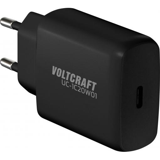 VOLTCRAFT UC-1C20W01 USB nabíječka, GaN, 1x USB-C®, 20 W, Dodávka energie, Power Delivery 3.0, černá