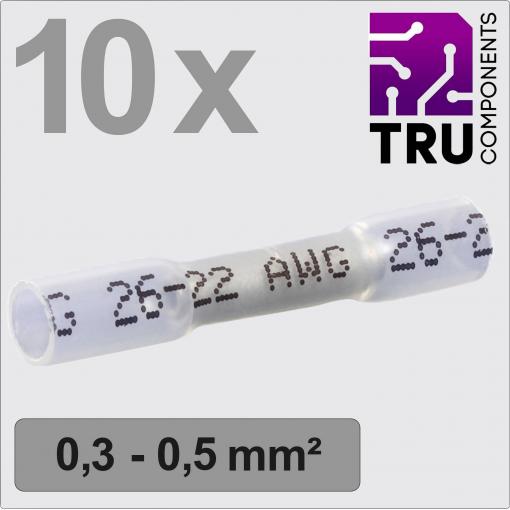 TRU COMPONENTS TC-13448488 krimpovací spojka se smršťovací bužírkou 0.3 mm² 0.5 mm² plná izolace bílá 10 ks