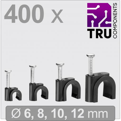 TRU COMPONENTS T24CA131 hřebíkové příchytky TC-13448476 Průměr kabelového svazku (rozsah) 3 do 12 mm černá 400 ks