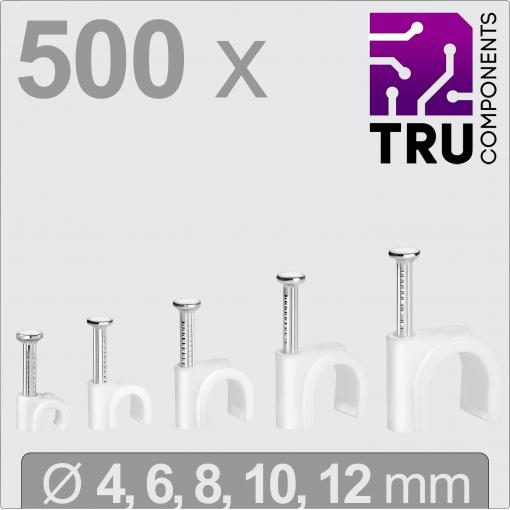 TRU COMPONENTS T24CA128 hřebíkové příchytky TC-13448464 Průměr kabelového svazku (rozsah) 2 do 12 mm bílá 500 ks