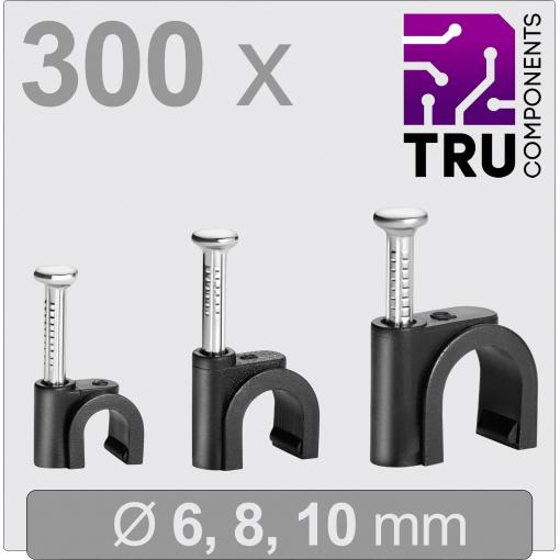 TRU COMPONENTS T24CA130 hřebíkové příchytky TC-13448472 Průměr kabelového svazku (rozsah) 3 do 10 mm černá 300 ks