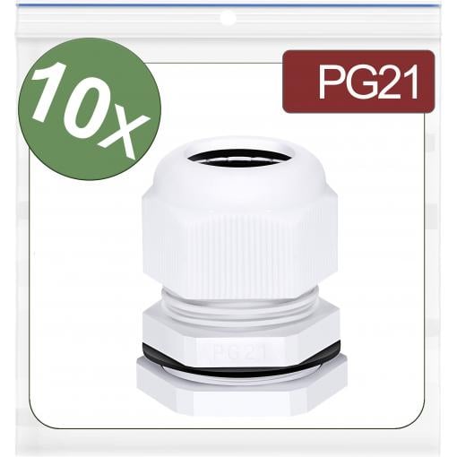 Quadrios 24CA410 kabelová průchodka, 24CA410, od 13 mm, do 18 mm, PG21, 10 ks
