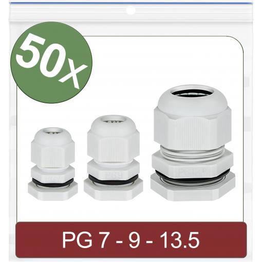 Quadrios 24CA403 kabelová průchodka, 24CA403, od 3.5 mm, do 12 mm, PG7, PG9, PG13.5, 50 ks