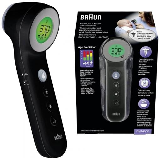 Braun No touch + touch schwarz lékařský teploměr bezdotykové měření