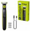 Philips OneBlade zastřihovač vousů, zastřihovač vlasů, zastřihovač ochlupení, přesný zastřihovač, holicí strojek na tvář omyvatelný, USB napájení Limetková