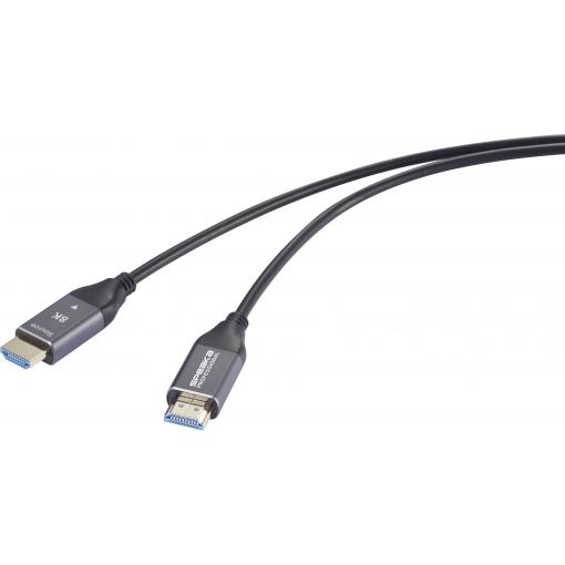 SpeaKa Professional HDMI / optické vlákno kabel Zástrčka HDMI-A, Zástrčka HDMI-A 20 m černá SP-12842664 8K UHD, AOC (aktivní optický kabel) HDMI kabel