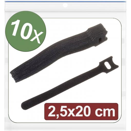 Quadrios 24CA315 kabelový manažer na suchý zip, ke spojování, háčková a flaušová část, (d x š) 200 mm x 25 mm, černá, 10 ks