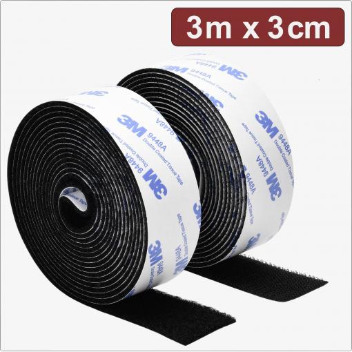 Quadrios 24CA321 pásek se suchým zipem, lepicí, háčková a flaušová část, (d x š) 3 m x 3 cm, černá, 3 m