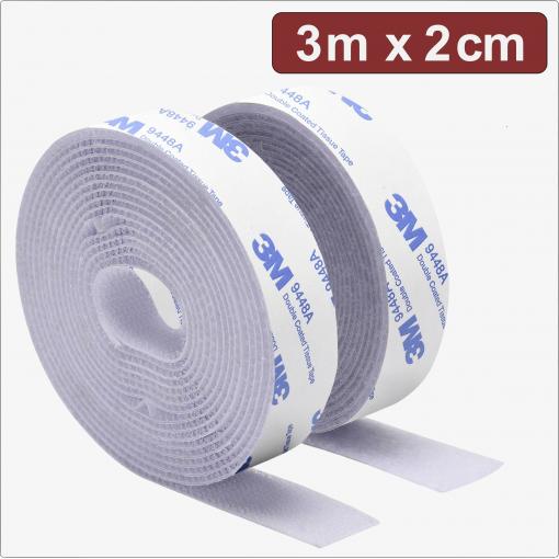 Quadrios 24CA323 pásek se suchým zipem, lepicí, háčková a flaušová část, (d x š) 3 m x 2 cm, bílá, 3 m