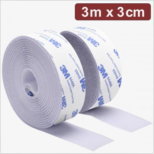 Quadrios 24CA324 pásek se suchým zipem, lepicí, háčková a flaušová část, (d x š) 3 m x 3 cm, bílá, 3 m