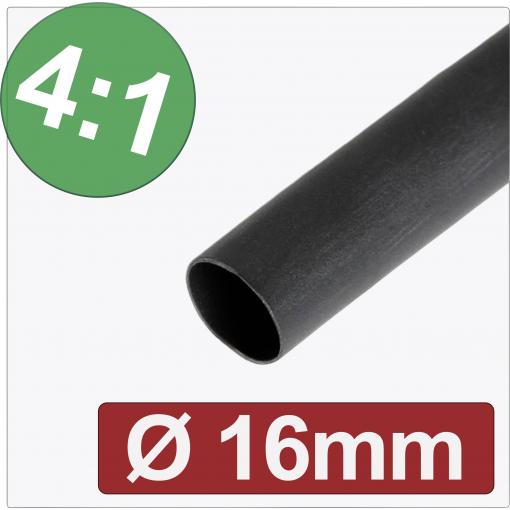 Quadrios 24CA300 smršťovací bužírka s lepidlem černá 16 mm 4 mm Poměr smrštění:4:1 metrové zboží