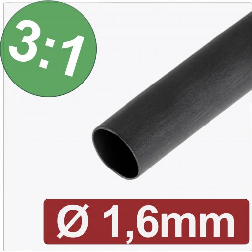 Quadrios 24CA282 smršťovací bužírka s lepidlem černá 1.60 mm 0.53 mm Poměr smrštění:3:1 metrové zboží