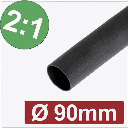 Quadrios 24CA280 smršťovací bužírka bez lepidla černá 90 mm 45 mm Poměr smrštění:2:1 metrové zboží