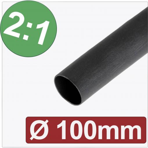 Quadrios 24CA281 smršťovací bužírka bez lepidla černá 100 mm 50 mm Poměr smrštění:2:1 metrové zboží