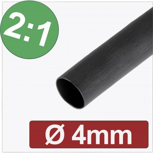 Quadrios 24CA263 smršťovací bužírka bez lepidla černá 4 mm 2 mm Poměr smrštění:2:1 metrové zboží