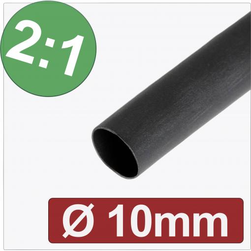 Quadrios 24CA266 smršťovací bužírka bez lepidla černá 10 mm 5 mm Poměr smrštění:2:1 metrové zboží