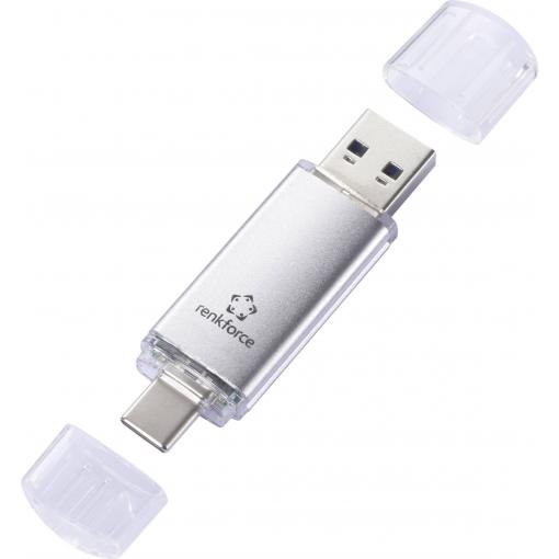 Renkforce RF-USBOS-230 USB flash disk 64 GB stříbrná RF-6688140 USB-A, USB-C®