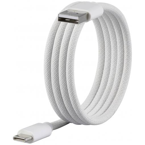 Renkforce USB kabel USB 2.0 USB-C ® zástrčka, USB-A zástrčka 1.00 m bílá S magnetickým vinutím, látkový potah RF-6437922