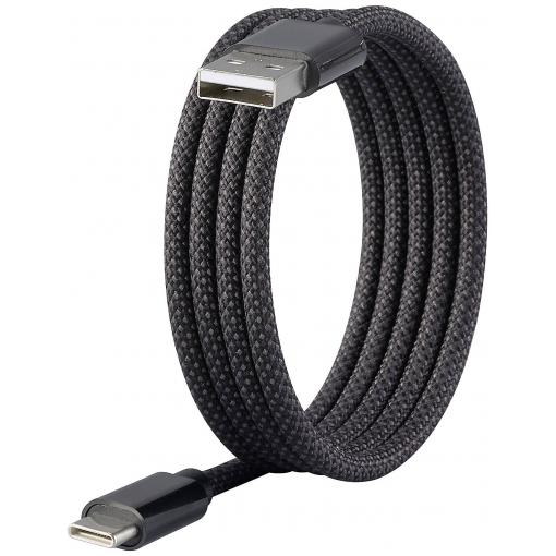 Renkforce USB kabel USB 2.0 USB-C ® zástrčka, USB-A zástrčka 1.00 m černá S magnetickým vinutím, látkový potah RF-6437924