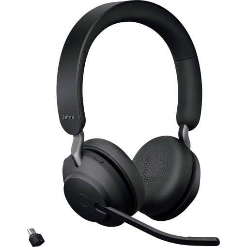 Jabra Evolve2 65 UC Headset otevřená (On Ear) Bluetooth® stereo černá regulace hlasitosti, Indikátor nabití, Vypnutí zvuku mikrofonu telefon