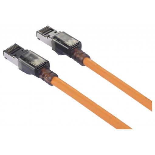 Renkforce RJ45 síťové kabely, propojovací kabely CAT 6A S/FTP 5.00 m oranžová Funkce vyhledávání portů, bez halogenů, samozhášecí 1 ks