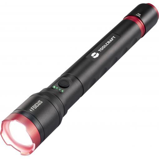 TOOLCRAFT ruční svítilna, nastavitelná, nastavitelná velikost bodu, s režimem stroboskopu, s USB rozhraním, Li-Ion akumulátory nebo provoz na baterie, 5000 lm,