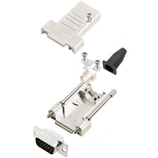 encitech DTSL09-T-JSRG+HDP15-K 6355-0041-01 sada D-SUB kolíkové lišty 180 ° Pólů: 15 pájecí kalíšek 1 sada