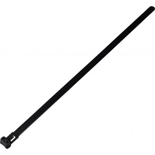 TRU COMPONENTS TC-13340652, TC-RT-250-7.6-B, stahovací pásky, 7.6 mm, 250 mm, černá, rozpojitelná, chemická odolnost, odolná vůči UV záření, 100 ks