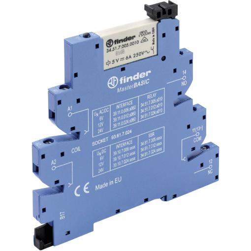 Finder 39.11.0.012.0060 vazební relé 12 V/DC, 12 V/AC 6 A 1 přepínací kontakt Tray 1 ks