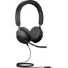 Jabra Evolve2 40 SE Headset otevřená (On Ear) kabelová stereo černá headset, regulace hlasitosti, Vypnutí zvuku mikrofonu Počítače