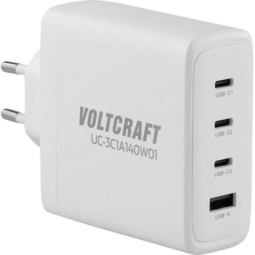 VOLTCRAFT UC-3C1A140W01 USB nabíječka, GaN, 3x USB-C®, 1x USB A , 140 W, USB PD 3.1, bílá
