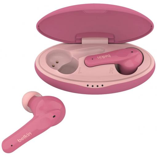 Belkin SoundForm Nano Headset do uší (In Ear) Bluetooth® růžová headset, Nabíjecí pouzdro, odolné vůči potu