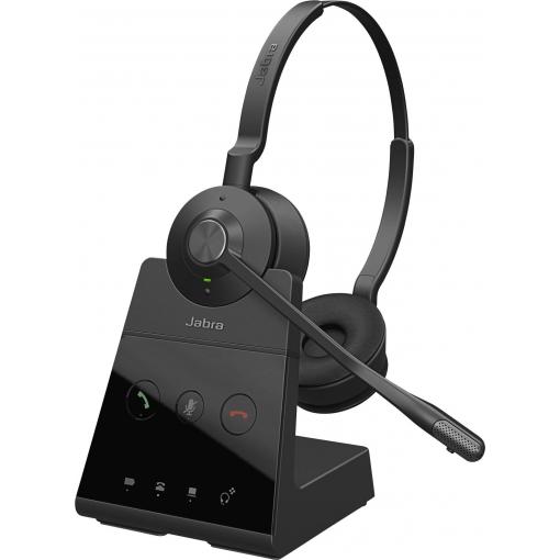Jabra Engage 65 SE Stereo Headset otevřená (On Ear) DECT, kabelová stereo černá Potlačení hluku Vypnutí zvuku mikrofonu, NFC