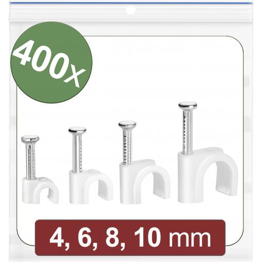 Quadrios 24CA425 hřebíkové příchytky 24CA425 Průměr kabelového svazku (rozsah) 2 do 10 mm bílá 400 ks