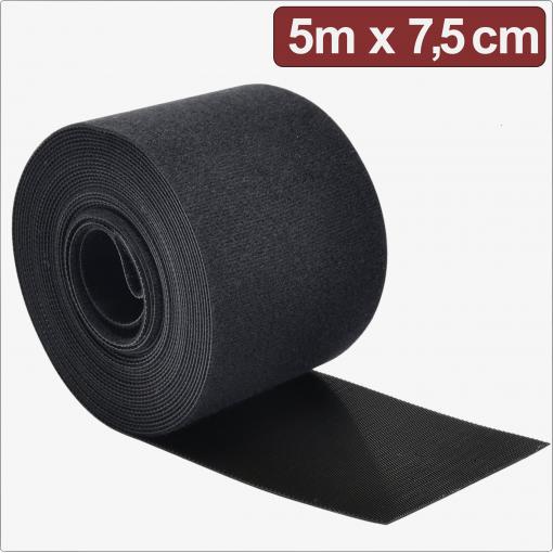 Quadrios 24CA311 pásek se suchým zipem, ke spojování, háčková a flaušová část, (d x š) 5 m x 7.5 cm, černá, 5 m