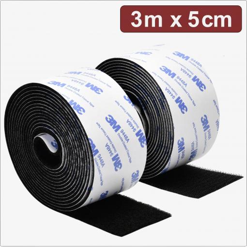 Quadrios 24CA322 pásek se suchým zipem, lepicí, háčková a flaušová část, (d x š) 3 m x 5 cm, černá, 3 m
