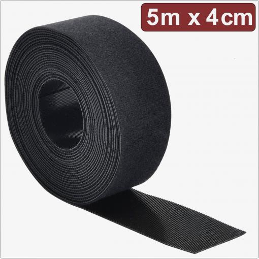 Quadrios 24CA309 pásek se suchým zipem, ke spojování, háčková a flaušová část, (d x š) 5 m x 4 cm, černá, 5 m