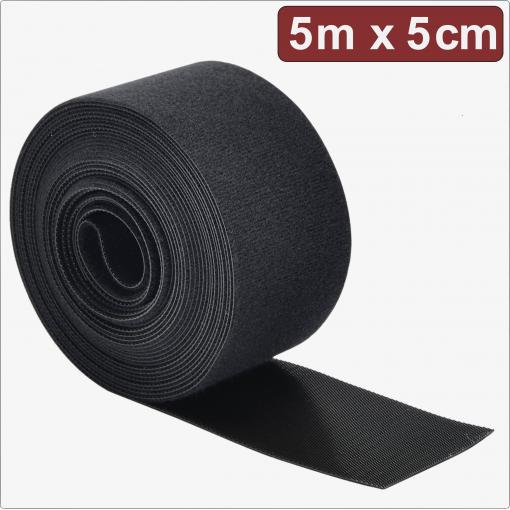 Quadrios 24CA310 pásek se suchým zipem, ke spojování, háčková a flaušová část, (d x š) 5 m x 5 cm, černá, 5 m