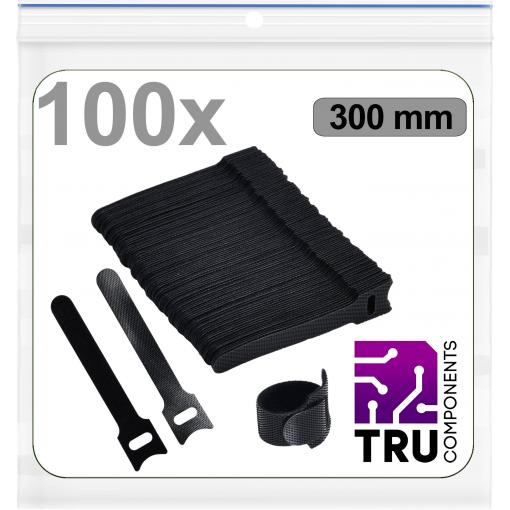 TRU COMPONENTS T24CA098 kabelový manažer na suchý zip ke spojování háčková a flaušová část (d x š) 300 mm x 14 mm černá 100 ks