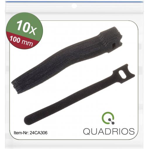 Quadrios 24CA306 kabelový manažer na suchý zip ke spojování háčková a flaušová část (d x š) 100 mm x 12 mm černá 10 ks