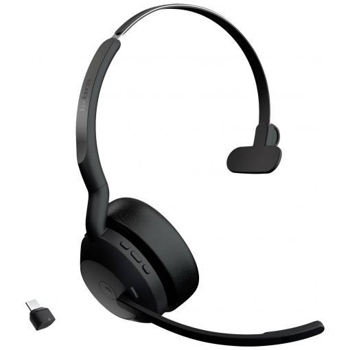 Jabra Evolve2 55 MS Headset otevřená (On Ear) Bluetooth® mono černá Potlačení hluku, Redukce šumu mikrofonu headset, monofonní telefon