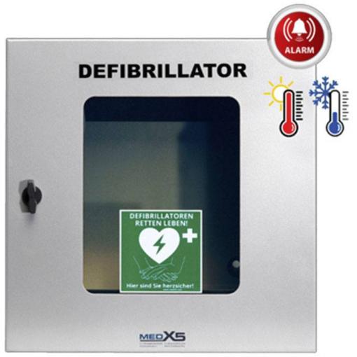 MEDX5 SmartCase SC1230 nástěnná schránka pro defibrilátory DEFI venkovní s alarmem, S osvětlením, S odvětráváním, S ohřevem šedá nerezová ocel