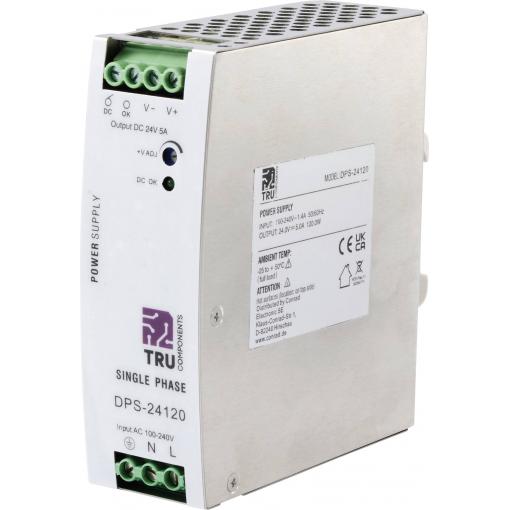 TRU COMPONENTS TC-10580796 síťový zdroj na DIN lištu 24 V/DC 5 A 120 W Počet výstupů:1 x Obsah 1 ks